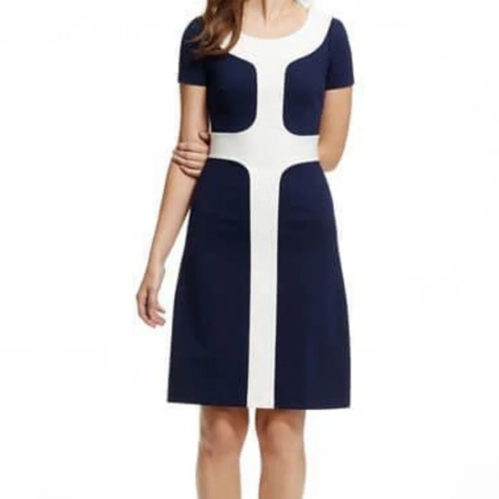 Boden Pall Mall geometric navy white dress Mad Men vines size 12 - Picture 1 of 8